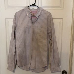 Brooks Brothers blue and salmon striped button up
